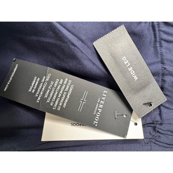 Liverpool Wide Leg Cosmic Navy Crop Pants Size Medim Draw String NWT $98 - Picture 7 of 12